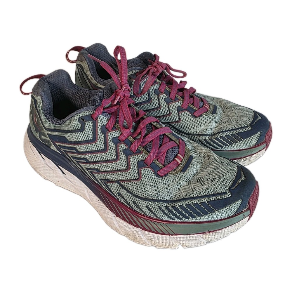 Hoka One One Womens Clifton 4 Running Shoes 1016724 Teal Pink Size 8